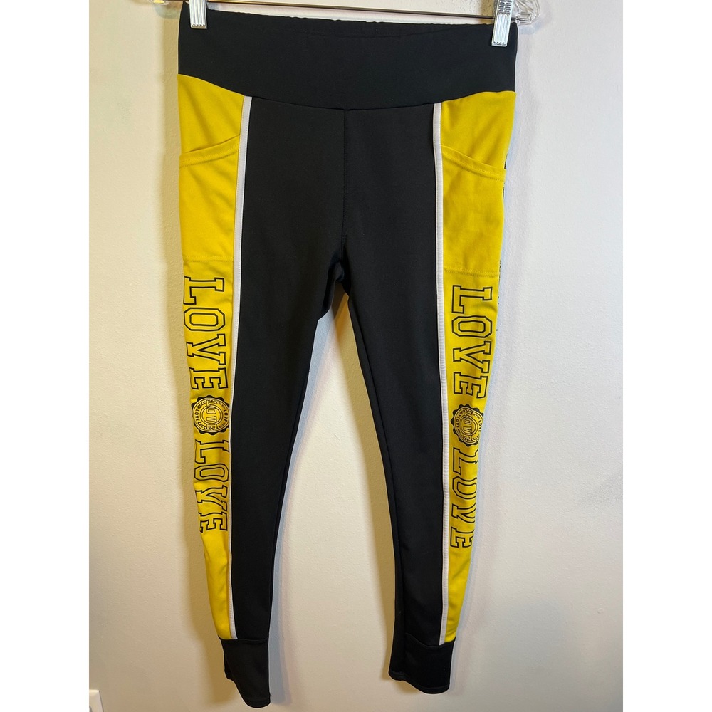 Dyce Apparel Womens Leggings Graphic Print Colorblock‎ Black Yellow Size L